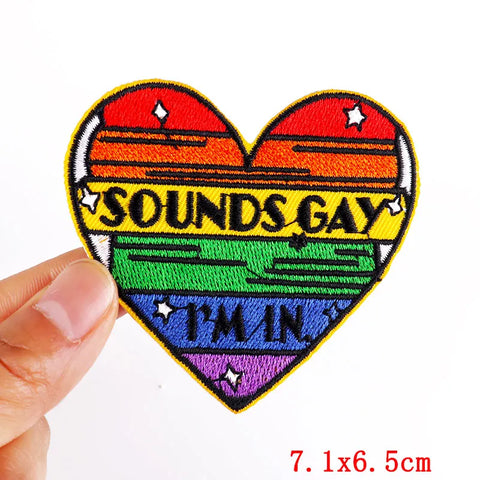 Cartoon Rainbow Applique Patches for Kids clothing Thermoadhesive Patches Iron On LGBT Letter Embroidered Patches On Clothes DIY