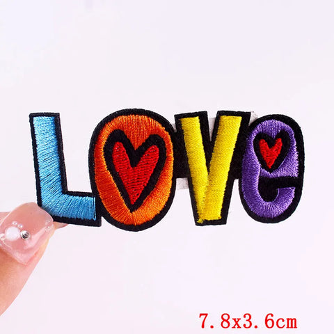 Cartoon Rainbow Applique Patches for Kids clothing Thermoadhesive Patches Iron On LGBT Letter Embroidered Patches On Clothes DIY