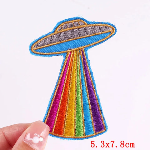 Cartoon Rainbow Applique Patches for Kids clothing Thermoadhesive Patches Iron On LGBT Letter Embroidered Patches On Clothes DIY