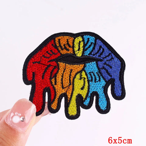 Cartoon Rainbow Applique Patches for Kids clothing Thermoadhesive Patches Iron On LGBT Letter Embroidered Patches On Clothes DIY