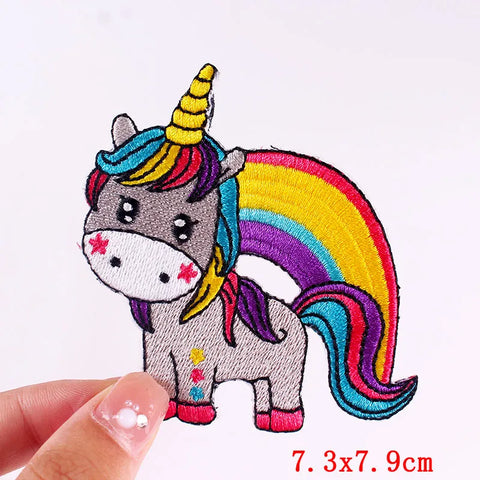 Cartoon Rainbow Applique Patches for Kids clothing Thermoadhesive Patches Iron On LGBT Letter Embroidered Patches On Clothes DIY