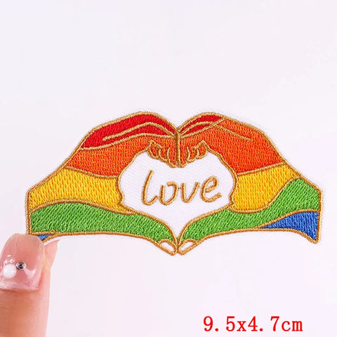 Cartoon Rainbow Applique Patches for Kids clothing Thermoadhesive Patches Iron On LGBT Letter Embroidered Patches On Clothes DIY