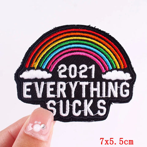 Cartoon Rainbow Applique Patches for Kids clothing Thermoadhesive Patches Iron On LGBT Letter Embroidered Patches On Clothes DIY