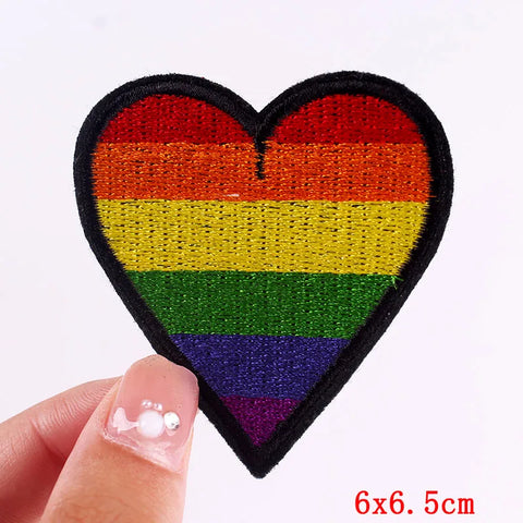 Cartoon Rainbow Applique Patches for Kids clothing Thermoadhesive Patches Iron On LGBT Letter Embroidered Patches On Clothes DIY
