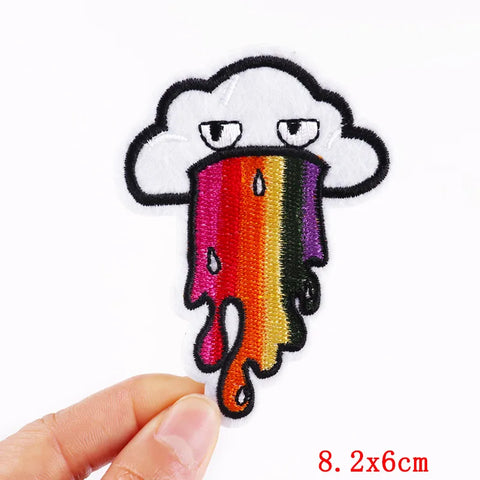 Cartoon Rainbow Applique Patches for Kids clothing Thermoadhesive Patches Iron On LGBT Letter Embroidered Patches On Clothes DIY