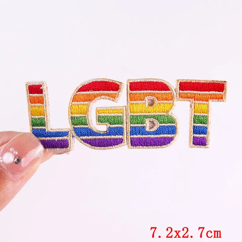 Cartoon Rainbow Applique Patches for Kids clothing Thermoadhesive Patches Iron On LGBT Letter Embroidered Patches On Clothes DIY