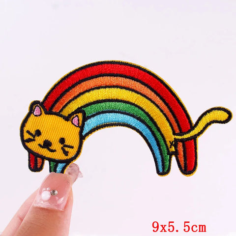 Cartoon Rainbow Applique Patches for Kids clothing Thermoadhesive Patches Iron On LGBT Letter Embroidered Patches On Clothes DIY