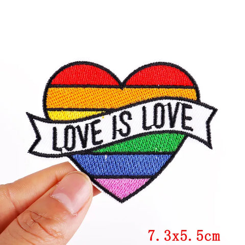 Cartoon Rainbow Applique Patches for Kids clothing Thermoadhesive Patches Iron On LGBT Letter Embroidered Patches On Clothes DIY