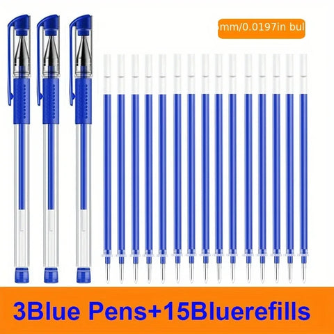 10/18pcs Gel Pen Set  Black, Blue, and Red Ink - 0.5mm Ballpoint - Perfect for  Back To School or School and Office Supplies
