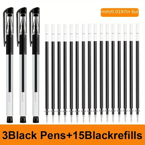 10/18pcs Gel Pen Set  Black, Blue, and Red Ink - 0.5mm Ballpoint - Perfect for  Back To School or School and Office Supplies