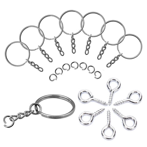 150pcs Key Ring with Chain Split Jump Rings with Screw Eye Pins DIY For Men Women Car Bag Keychain Cheap Wholesale High Quality
