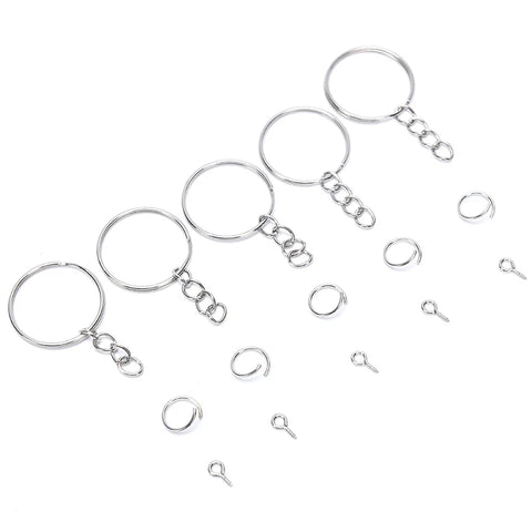 150pcs Key Ring with Chain Split Jump Rings with Screw Eye Pins DIY For Men Women Car Bag Keychain Cheap Wholesale High Quality