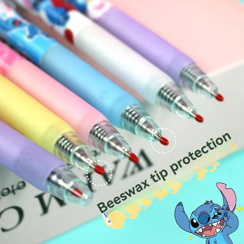 6pcs/bag Kawaii Stitch Press Gel Pens 0.5mm Black ink Signature Pen School Office Supplies Kids Writing Stationery Cute Gift