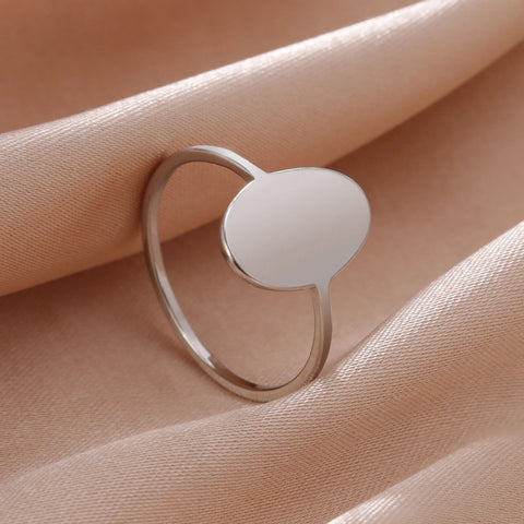 Skyrim New Geometric Oval Ring Stainless Steel Women Finger Rings Fashion Minimalist Jewelry 2025 Wedding Band Gift Wholesale