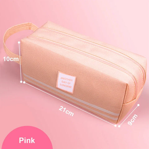 Large Capacity Pencil Cases Double Layer Simple Canvas Bags for Girls Back to School School Office Supplies Stationery