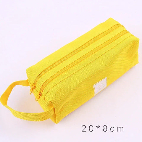 Large Capacity Pencil Cases Double Layer Simple Canvas Bags for Girls Back to School School Office Supplies Stationery