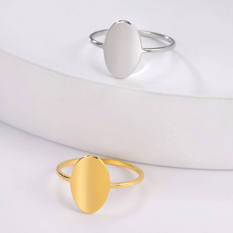 Skyrim New Geometric Oval Ring Stainless Steel Women Finger Rings Fashion Minimalist Jewelry 2025 Wedding Band Gift Wholesale