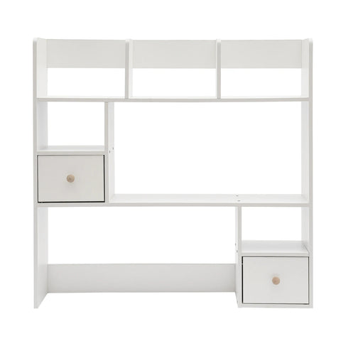 Durable Desktop Storage Shelves with 7 Open Compartments and 2 Closed Storage Spaces for Office Supplies, Books, and More