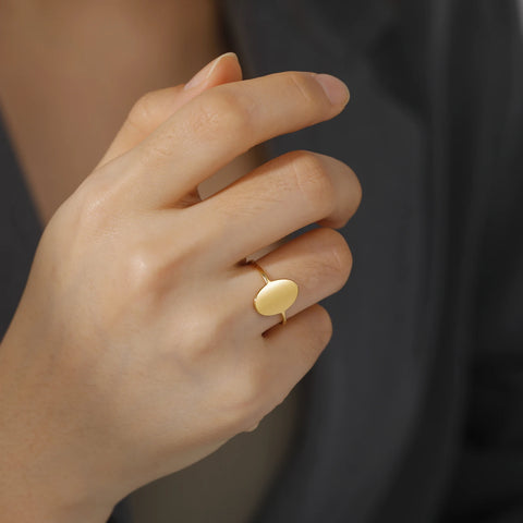 Skyrim New Geometric Oval Ring Stainless Steel Women Finger Rings Fashion Minimalist Jewelry 2025 Wedding Band Gift Wholesale