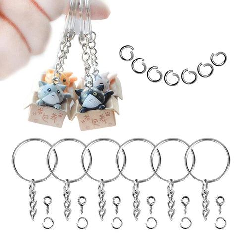 150pcs Key Ring with Chain Split Jump Rings with Screw Eye Pins DIY For Men Women Car Bag Keychain Cheap Wholesale High Quality