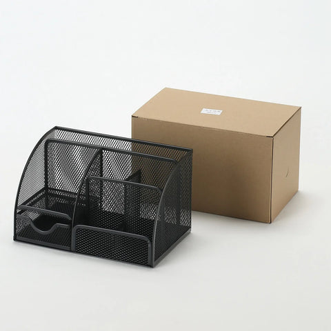 Mesh Desk Organizer Metal Desktop Office Supplies Multi-Functional Pen Holder Stationery with Compartment Drawer for Office Home